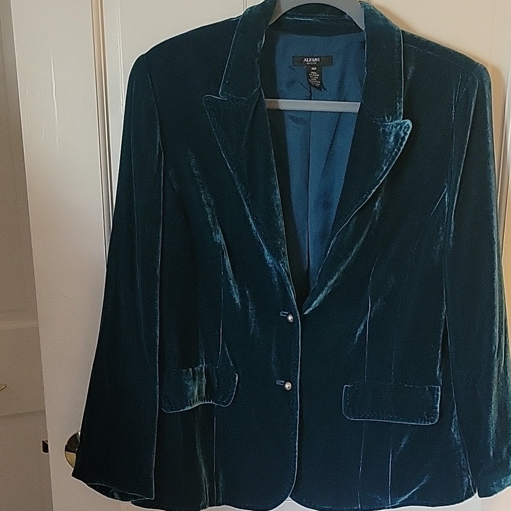 Alfani 14P Women's Velvet Jacket - Teal
